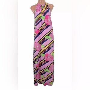 Vintage Tori Richard Honolulu Vibrant Floral Print Maxi Boho Dress 
Size Small
